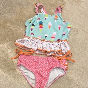 Cheeky Plum- Kids Ice Cream Print Two-Piece Tankini - Mint & Pink